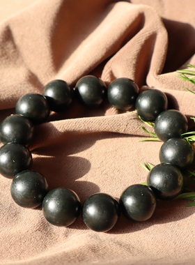 新疆细腻油润黑青玉籽料16mm手串
