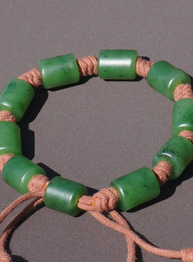 方言和田玉油润阳绿碧玉籽料手串