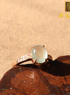 方言和田玉放漏特色精品级佩戴级冰透白月光石榴石17mm戒指戒圈A2