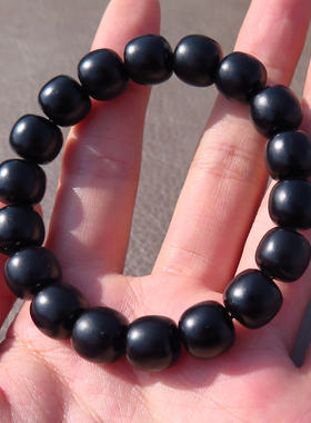 放大漏方言和田玉特惠罕见新疆温润细腻墨玉籽料12mm老型珠手串X5