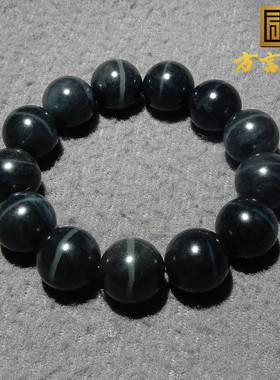 青花籽料一线天16mm圆珠手串