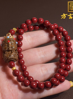 双圈朱砂新中式古风檀木度母手链