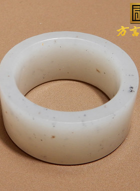 刷屏了方言和田玉精品新疆羊脂白玉点墨青花籽料22mm扳指戒指h8