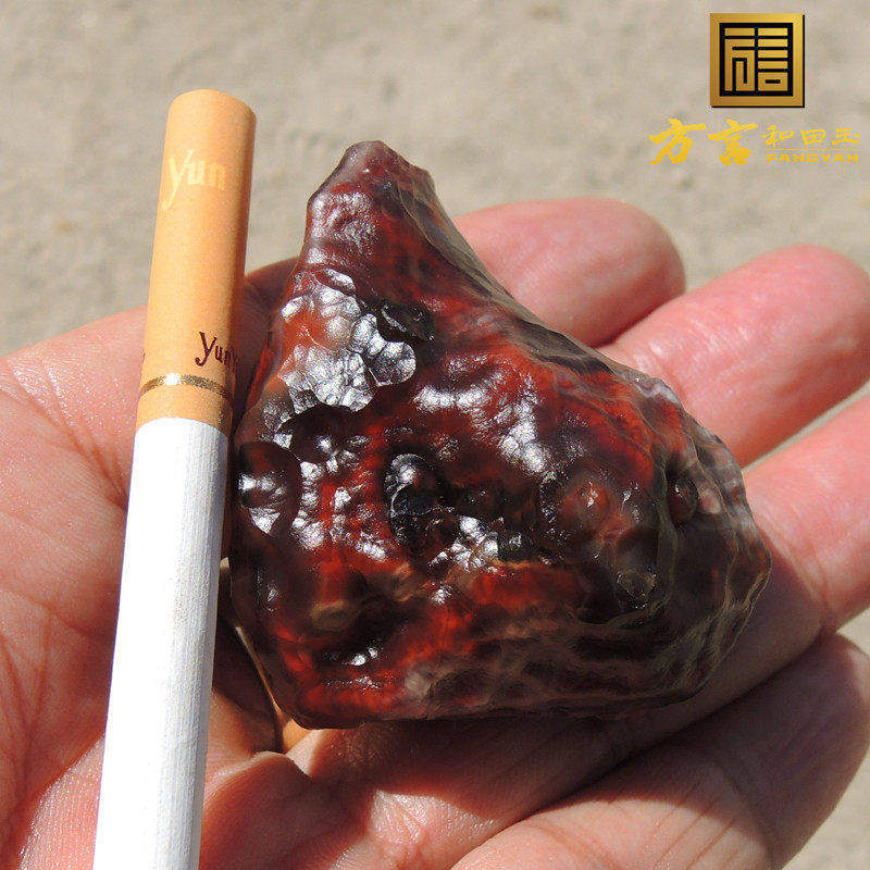 方言企业黑山精品地表有包浆玻璃皮龟背纹南红近一口气地表籽料F