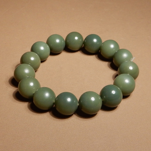 亏麻了方言和田玉精品特色放漏新疆沙枣青籽料14mm圆珠手串手链A6