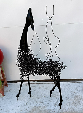 钢丝鹿雕塑摆件商场售楼部