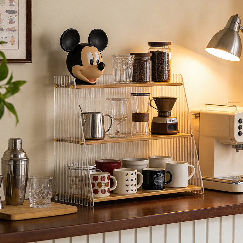 桌面杯架亚克力置物架多层餐桌台面杯架子咖啡店转角收纳架展示架
