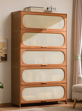 书柜防尘仿复古翻门架置物架带门落地家用客厅美式书柜中古风实木