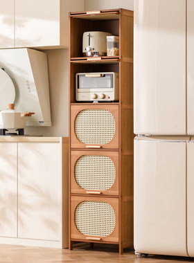 中古风厨房置物架落地多层夹缝架储物橱柜冰箱窄缝隙柜家用收纳柜