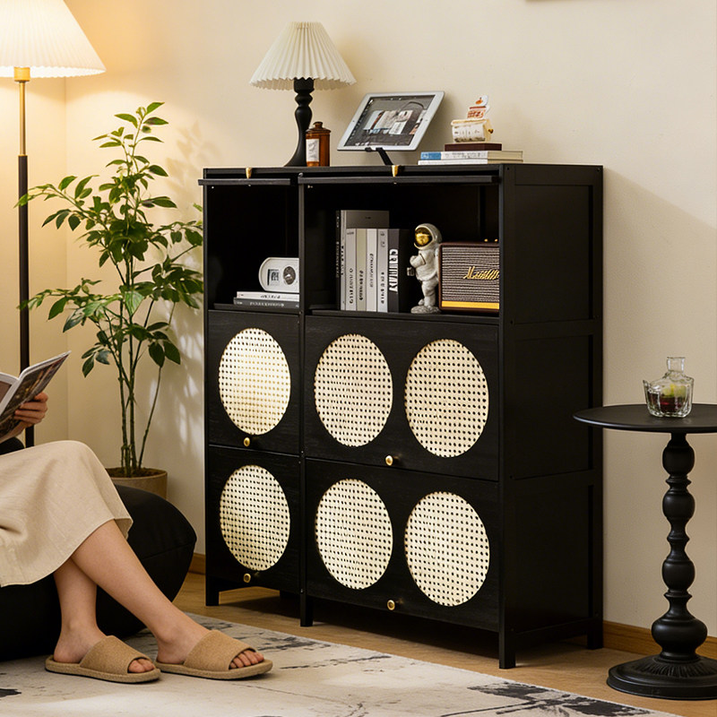 矮书柜落地客厅边柜子矮柜储物柜一体靠墙中古风防尘书架收纳斗柜,住宅家具,单个书柜,淘宝优惠券,粉丝福利购,淘宝优惠卷