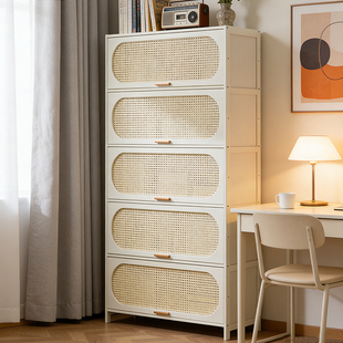 ins奶油风家用书柜带门学生儿童书架多层置物架子客厅卧室收纳柜