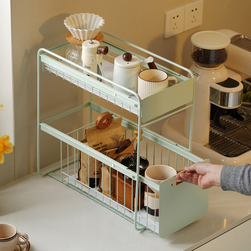 零食收纳架厨房置物架抽拉式橱柜抽屉桌面收纳盒杯架储物杂物筐