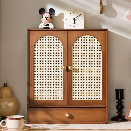 桌面收纳柜书桌桌上复古置物架杂物杯子香水化妆品咖啡收纳盒整理