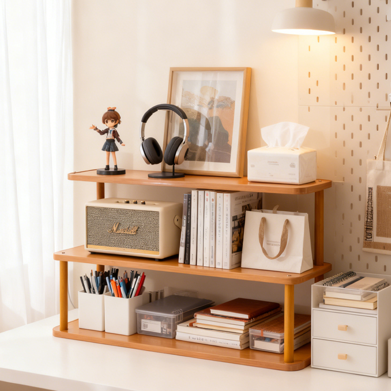 桌面书架书桌小型收纳架宿舍置物架子办公室工位整理架手办展示架