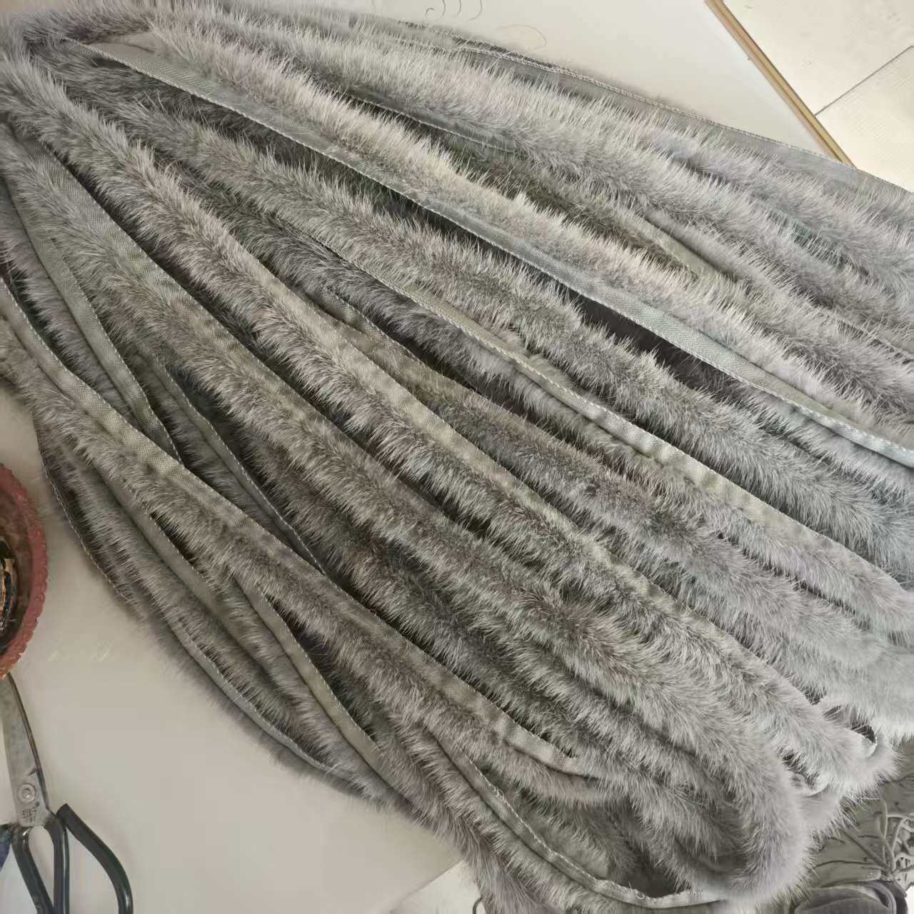 07真水貂毛条唐装汉服毛边羽绒服旗袍帽条花边辅料皮草衣服日韩风