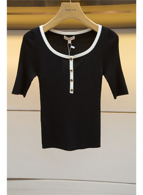 专柜正品春夏时尚N12B3306卓雅宽领短袖针织衫2180元