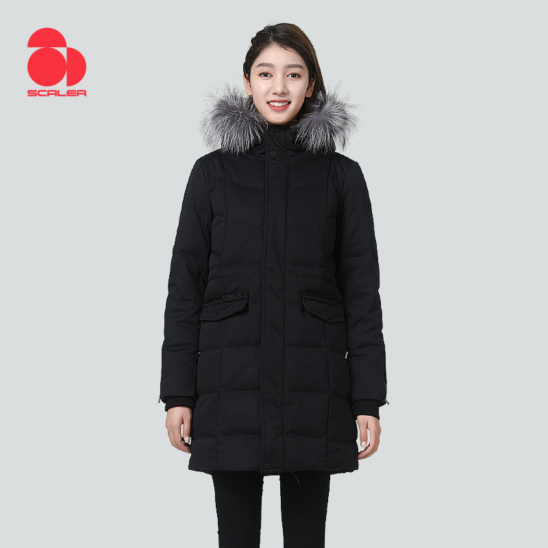 SCALER鹅绒思凯乐户外羽绒服男女加厚中长款冬季防风御寒保暖外套