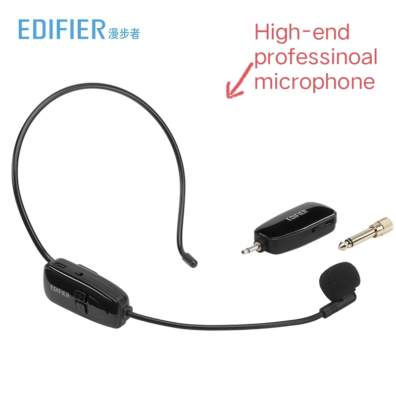 EDIFIER/漫步者IU1无线麦克风头戴教学K歌导游扩音器领夹蓝牙话筒