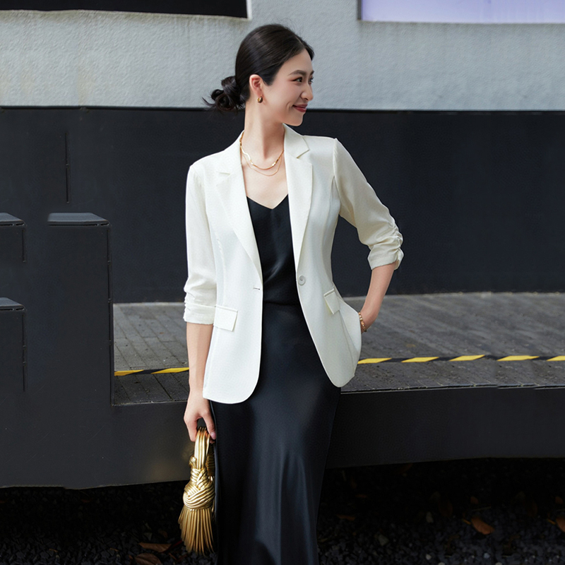 真丝高级感百搭双乔小西装外套