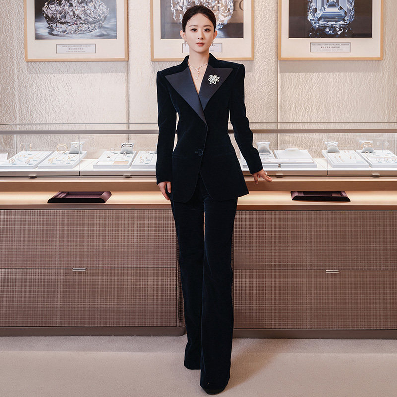 轻奢大牌高级感金丝绒修身西装外套女25早春新款气质西服两件套装