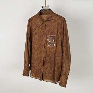 南油原创设计重工钉珠天丝衬衫前胸刺绣口袋衬衣2026春季新款衬衣