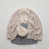 小温柔日系少女针织开衫 百搭宽松低饱和皮粉色毛衣外套