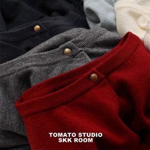 TOMATO SHOP 番茄自制 自留好穿 纯色圆领长袖针织开衫毛衣外套