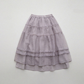 温柔少女～欧根纱蓬蓬半身裙 日系浅紫色中长裙子
