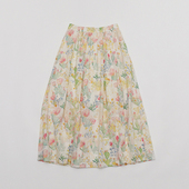 秋季 新款 夏日香气复古少女油画水粉彩色口袋压褶纯棉碎花半身裙