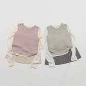 日系少女华夫格针织小背心女春夏内外叠穿百搭打底无袖 上衣
