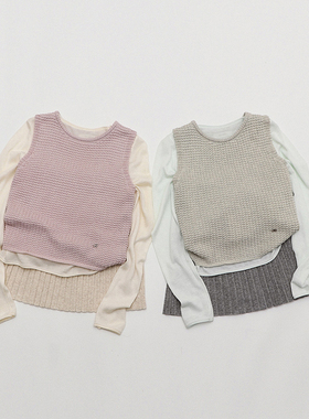 日系少女华夫格针织小背心女春夏内外叠穿百搭打底无袖上衣