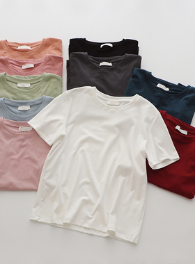 TOMATO SHOP  好版型~棉短袖t恤女 圆领白色ins半袖上衣 百搭新款