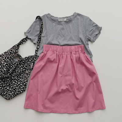 芝士桃桃粉~韩国2025春夏女装新款~松紧腰纯色简约A字半身短裙