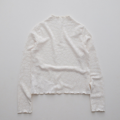 蕾丝花朵打底衫复古温柔少女花边半高领T恤