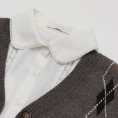 SHOP 番茄自制 白色蕾丝花边娃娃领精致长袖 TOMATO 衬衫