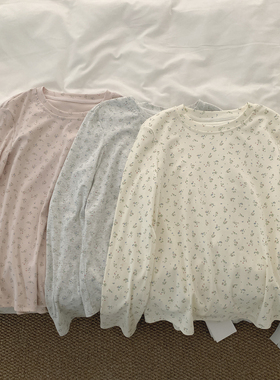 碎花圆领长袖T恤～春日花花温柔棉质百搭上衣