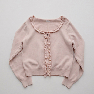 TOMA SHOP 小温柔少女木耳花边领针织毛衣开衫