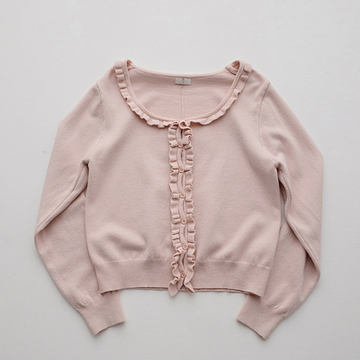 TOMA TO SHOP 小温柔少女木耳花边领针织毛衣开衫