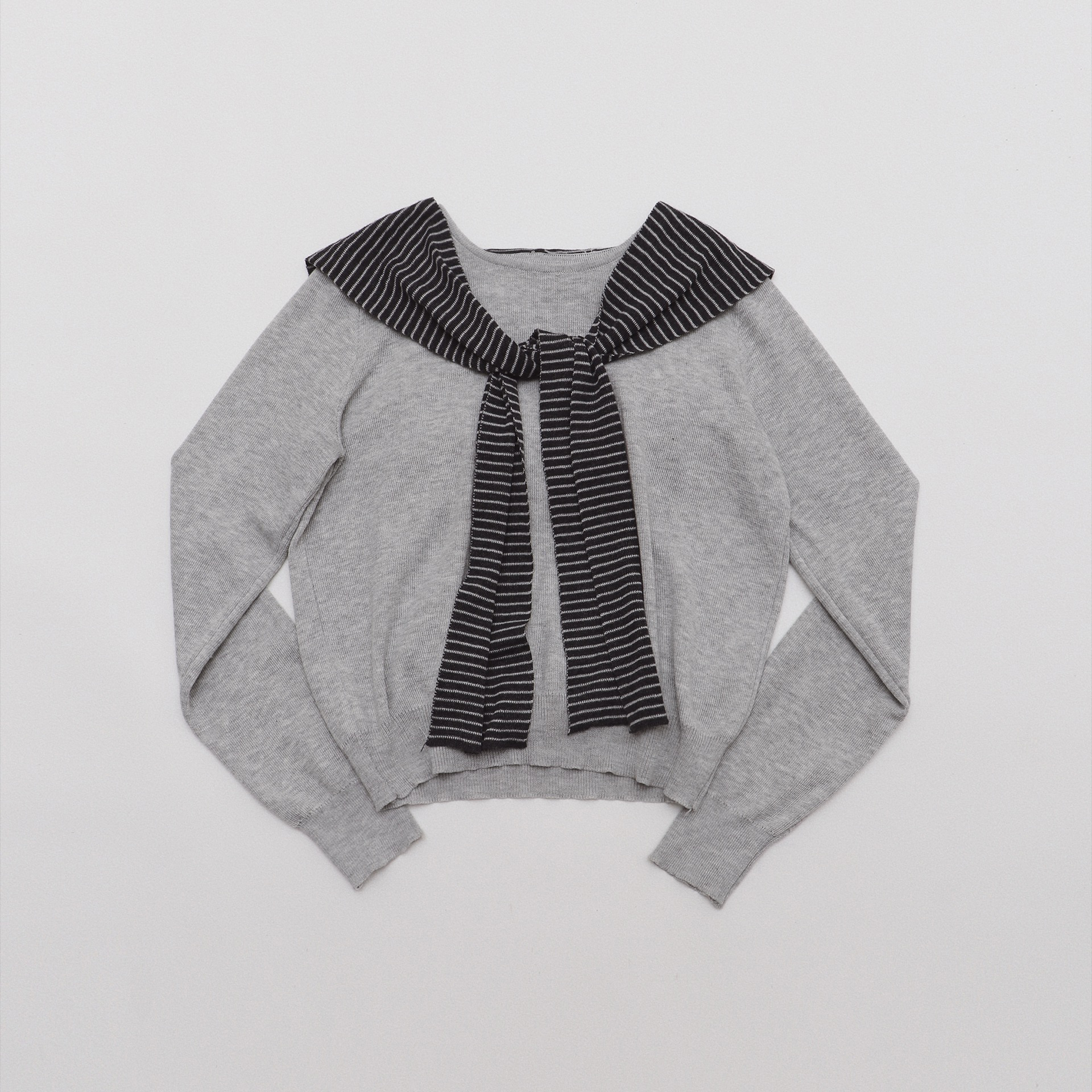 撞色休闲披肩宽松新款针织衫圆领