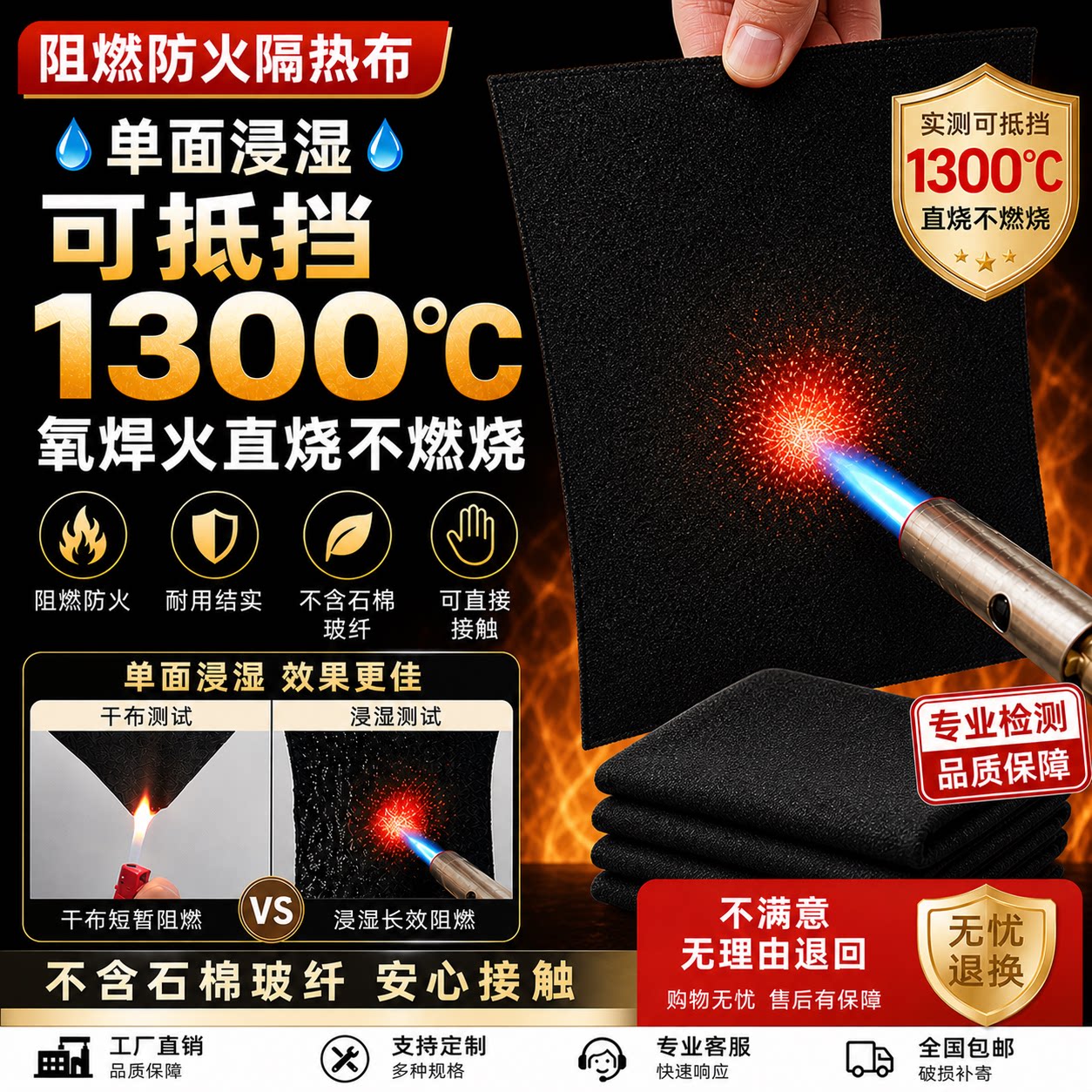 隔热棉耐高温防火棉阻燃隔热无石管道隔热保温套