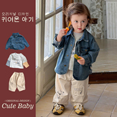 套装 2026年新品 外出宝宝休闲三件套 裤 韩版 男宝宝春款 牛仔外套工装