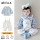 婴儿新品 女宝宝2025年秋款 连体衣两件套可爱淑女外出满月百天爬服