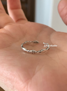 s925银小鱼新中式开口戒指