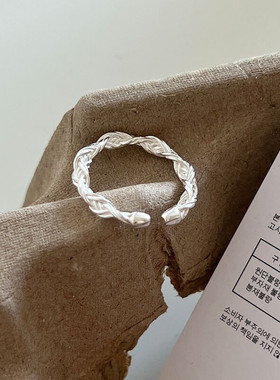 s925银编织麻花缠绕设计开口戒