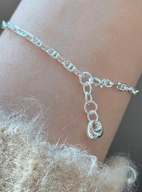 s925银猪鼻子实心小银豆手链