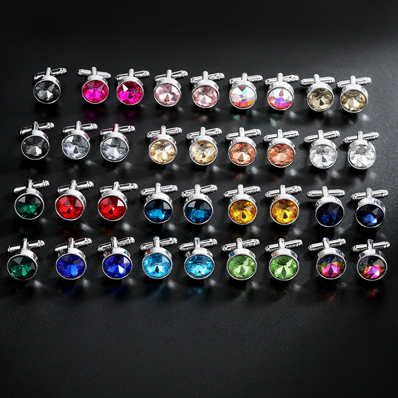 创意新款水晶系列袖扣合金材质简约法式衬衫袖钉装饰品