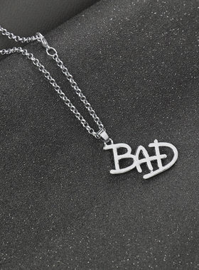 亚马逊爆款迈克尔·杰克逊Michael Jackson项链 MJ BAD LOGO吊坠