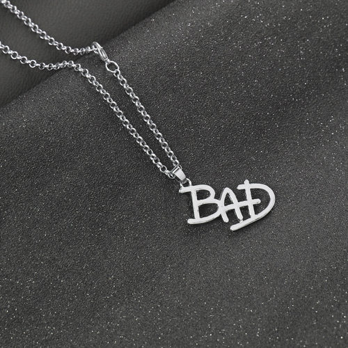 亚马逊爆款迈克尔·杰克逊Michael Jackson项链 MJ BAD LOGO吊坠