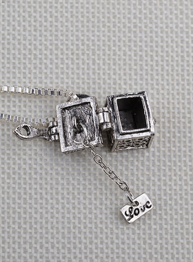 亚马逊爆品欧美时尚复古盒子吊坠动物宠物盒子可打开项链现货