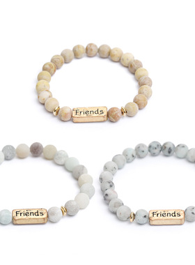 Wish新款时尚多色天然石手链火山